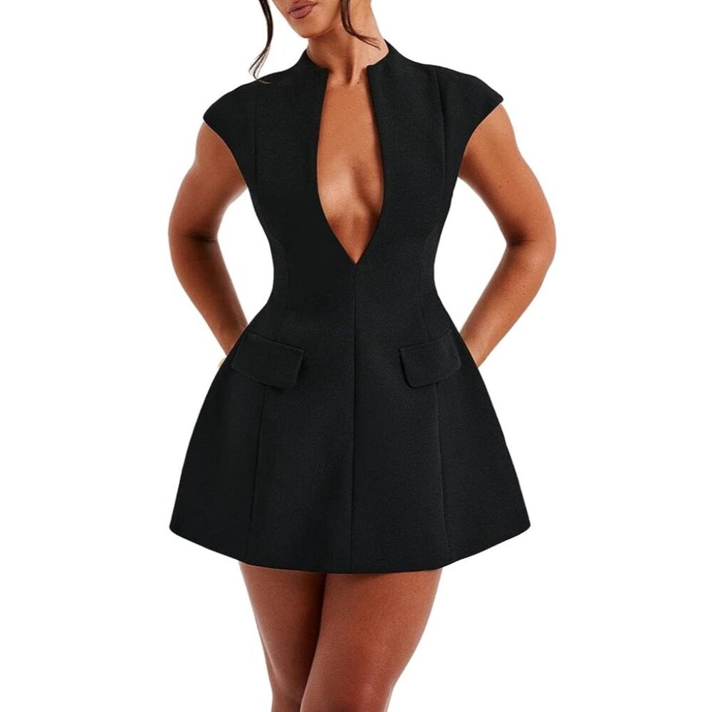 LuFeng Women Black A-Line Dress – Size S
